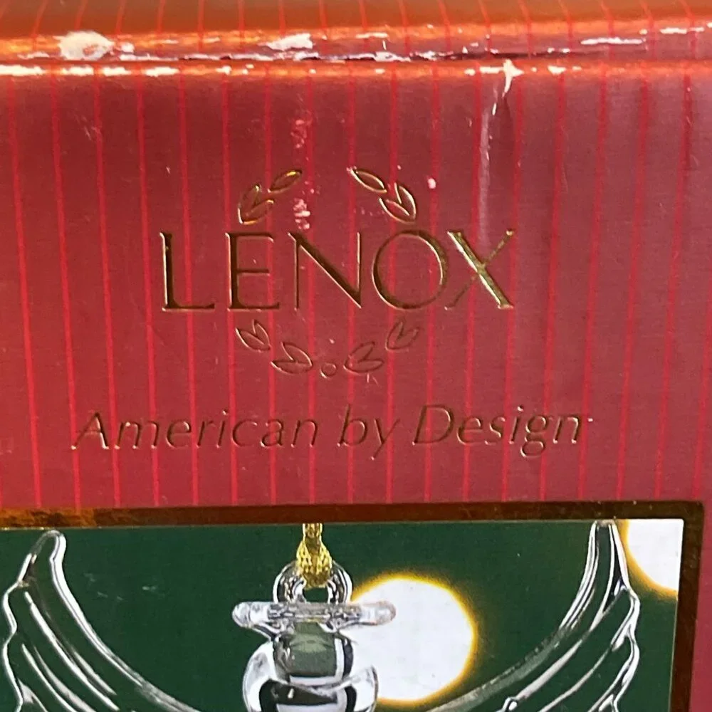 Lenox Glass Angel Ornament Wings & Frosted Joyous Tidings Series  6